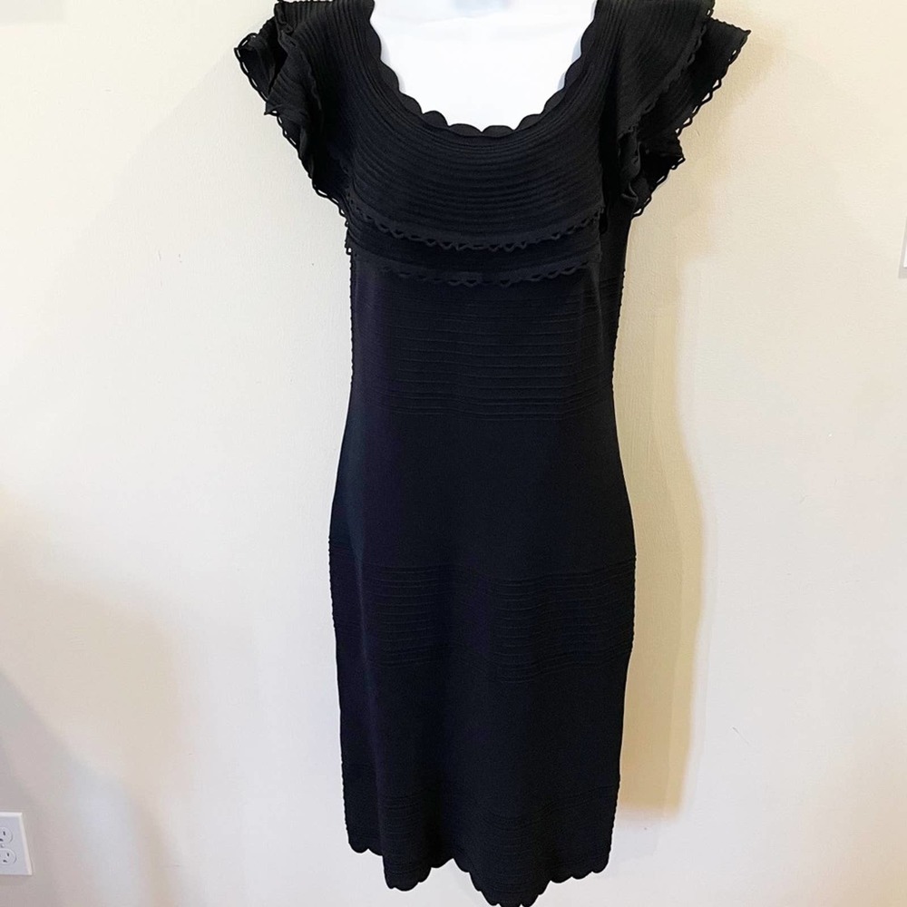 Eliza J Off the Shoulder Ruffle Sheath Dress Large - Picture 14 of 16